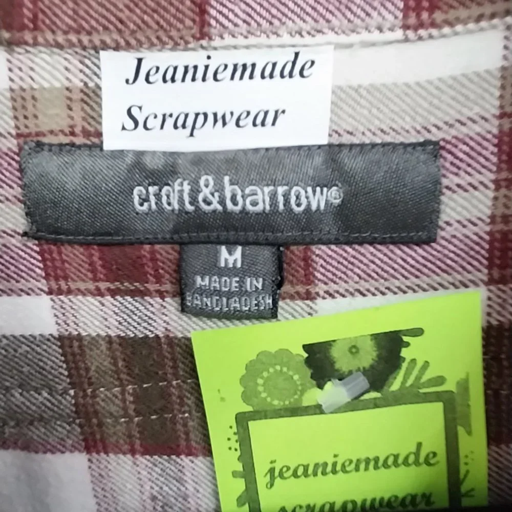 2706 Size XL Upcycled Croft & Barrow Fawned Of Jesus Button Down Shirt - Picture 6 of 7